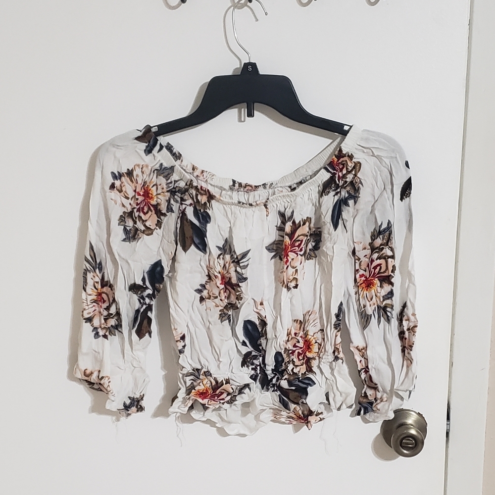 White floral crop top